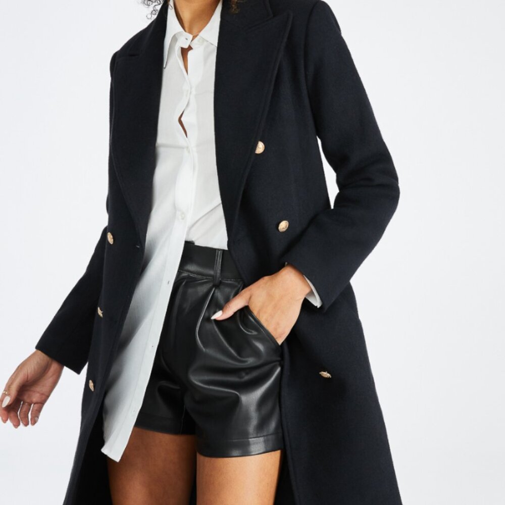 Double Breasted Military Coat with Gold Buttons NWOT